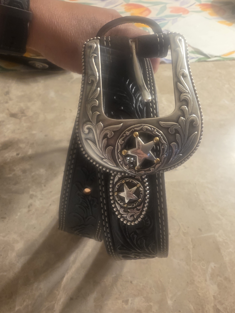 Justin Boots Black Leather Belt